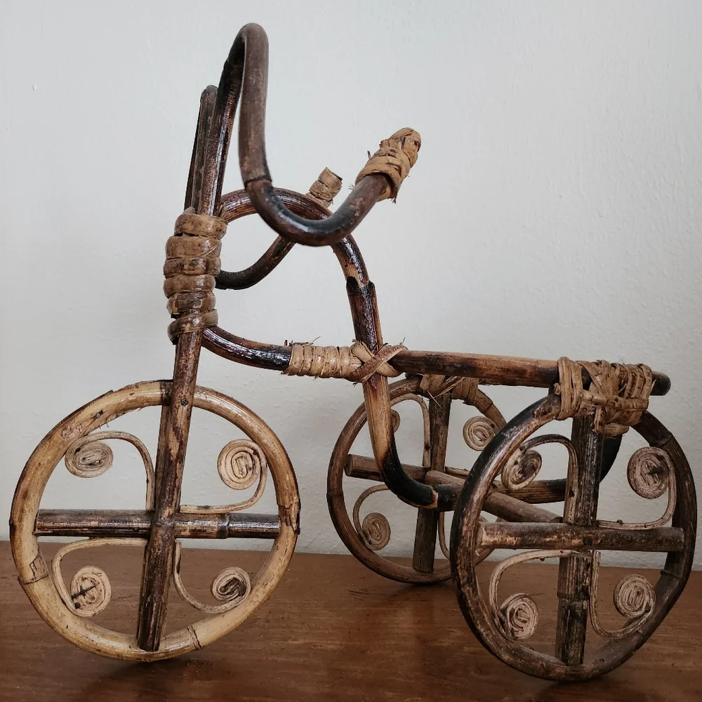 VTG Plant Holder Ratan Wicker Bicycle